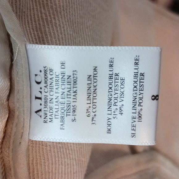 ✈️ A.L.C. womens tan linen/cotton blend blazer size 8 - Picture 10 of 12